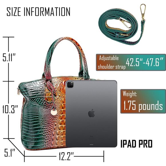 Sophisticated Crocodile Embossed Women's Purse - Spacious Tote & Crossbody - Picture 4 of 8